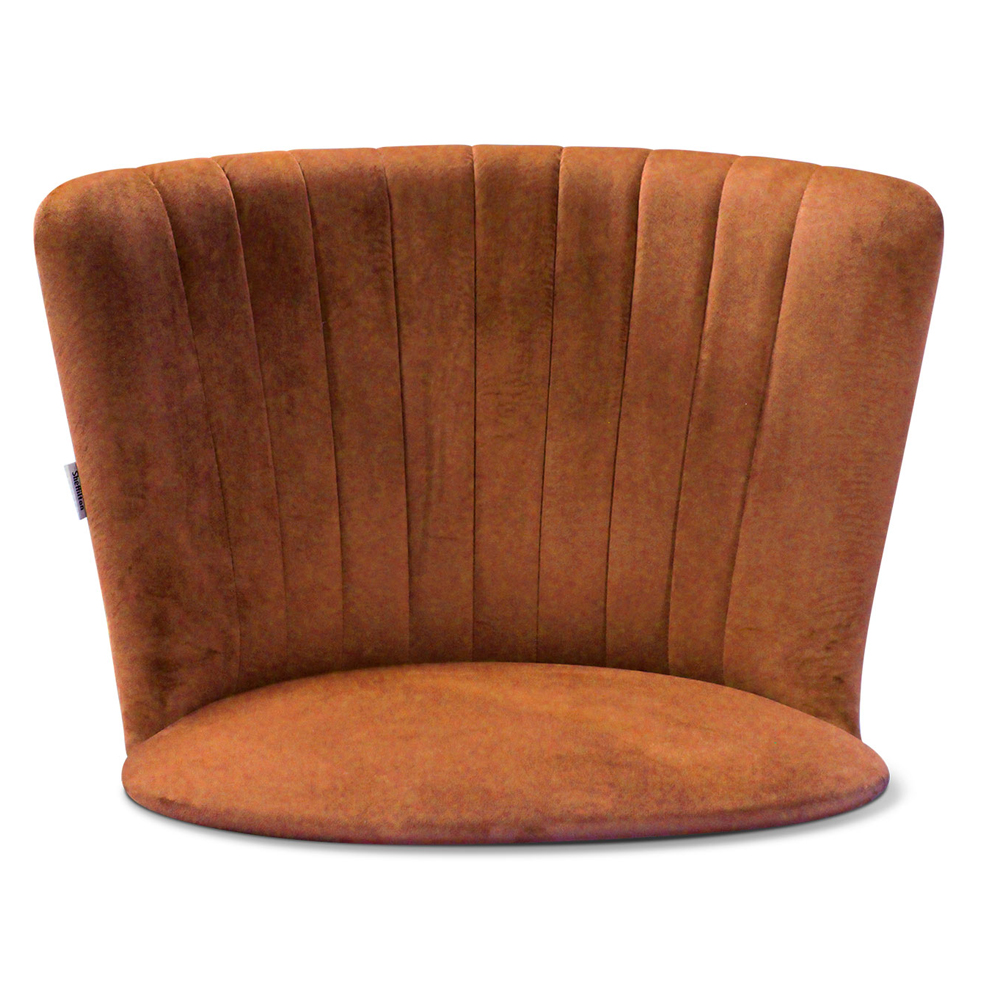 Стул с мягкой оранжевой обивкой из велюра и подъемно-поворотным механизмом на черных колесиках Harper Orange