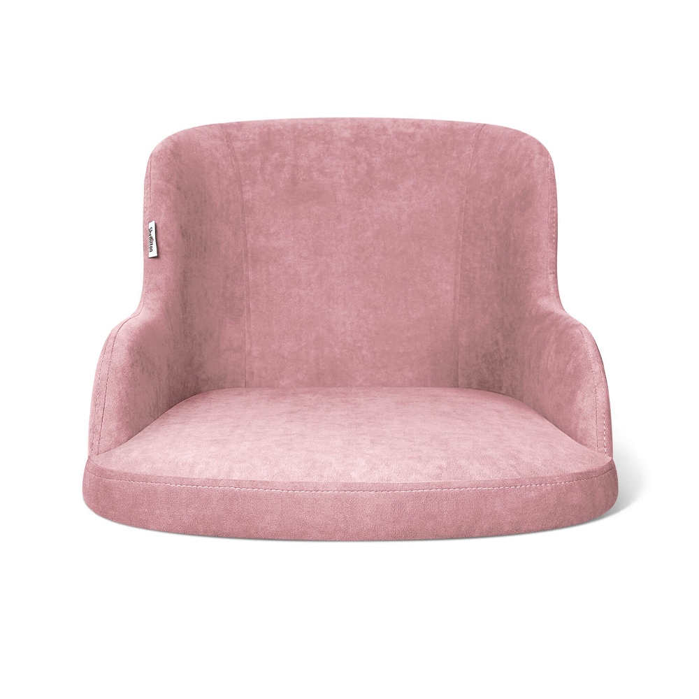 Стул с мягкой розовой обивкой из велюра и подъемно-поворотным механизмом на черных колесиках Harper Pink