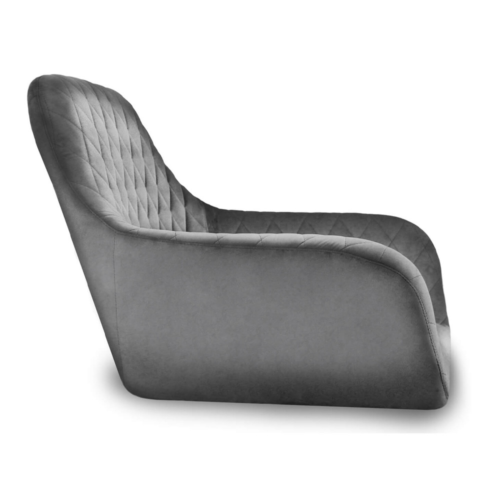 Стул с мягкой серой обивкой из велюра и подъемно-поворотным механизмом на черных колесиках Harper Gray