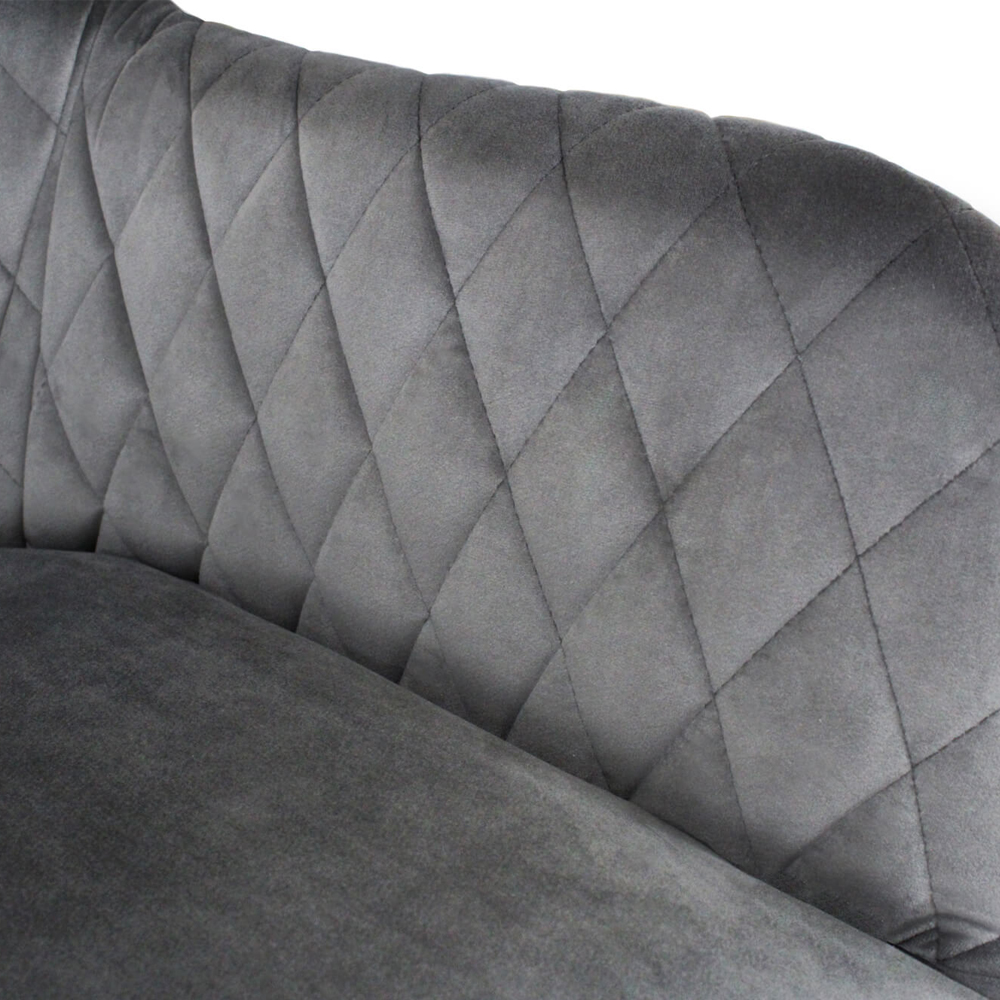 Стул с мягкой серой обивкой из велюра и подъемно-поворотным механизмом на черных колесиках Harper Gray