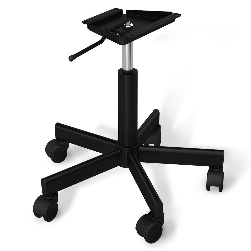 Стул с мягкой серой обивкой из велюра и подъемно-поворотным механизмом на черных колесиках Harper Gray