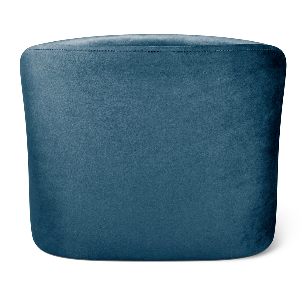 Стул с мягкой синей обивкой из велюра и подъемно-поворотным механизмом на белых колесиках Harper Blue and White