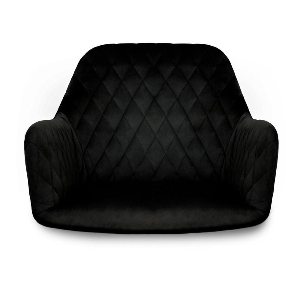 Стул с мягкой черной обивкой из велюра и подъемно-поворотным механизмом на колесиках Harper Black