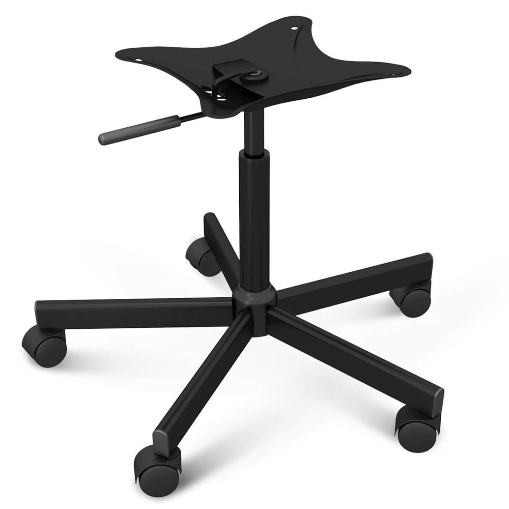 Стул с мягкой черной обивкой из велюра и подъемно-поворотным механизмом на колесиках Harper Black