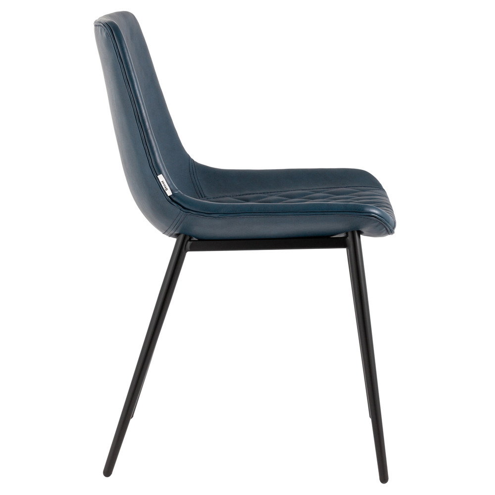 Стул с обивкой из экокожи темно-синего цвета RHOMBUSES UPHOLSTERY