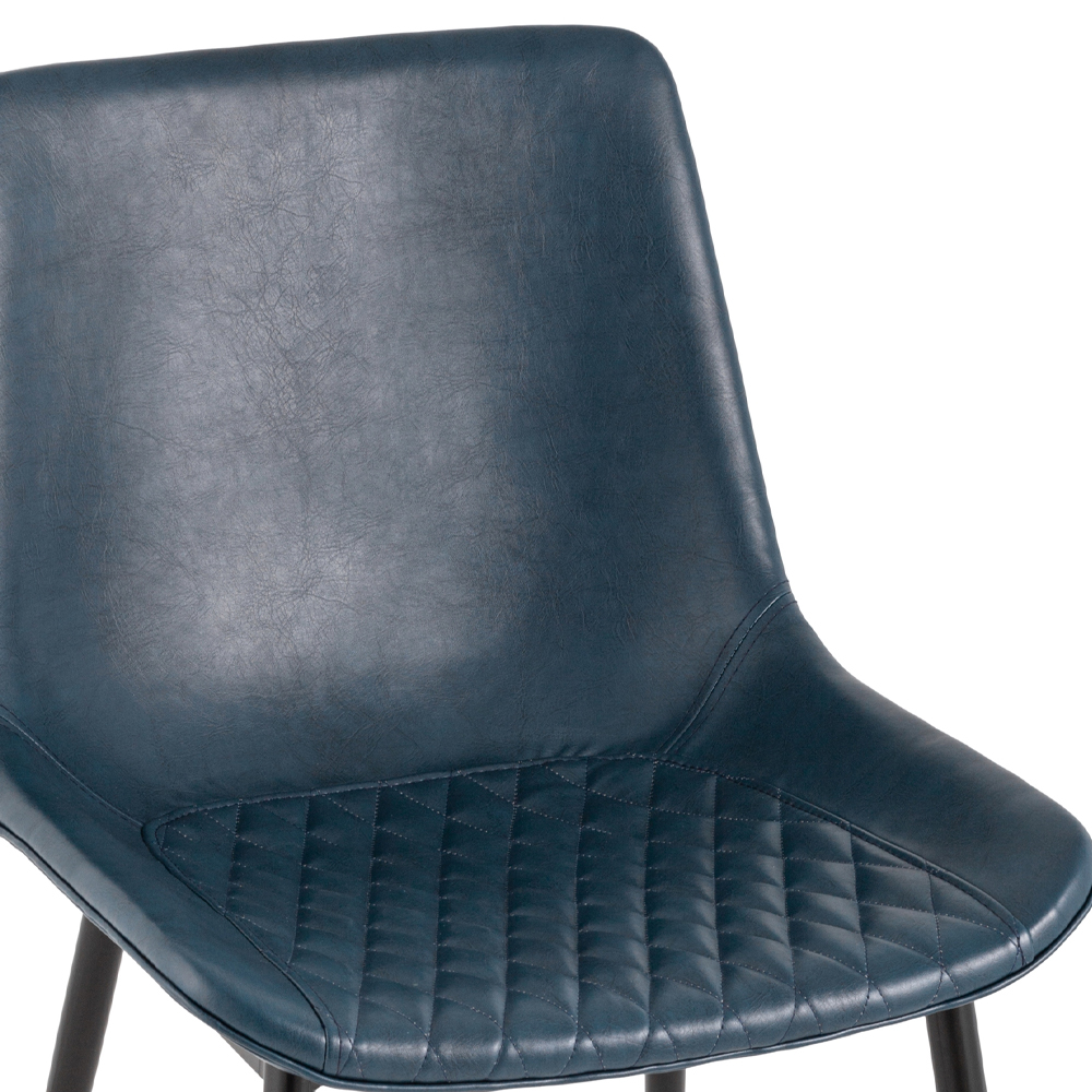 Стул с обивкой из экокожи темно-синего цвета RHOMBUSES UPHOLSTERY