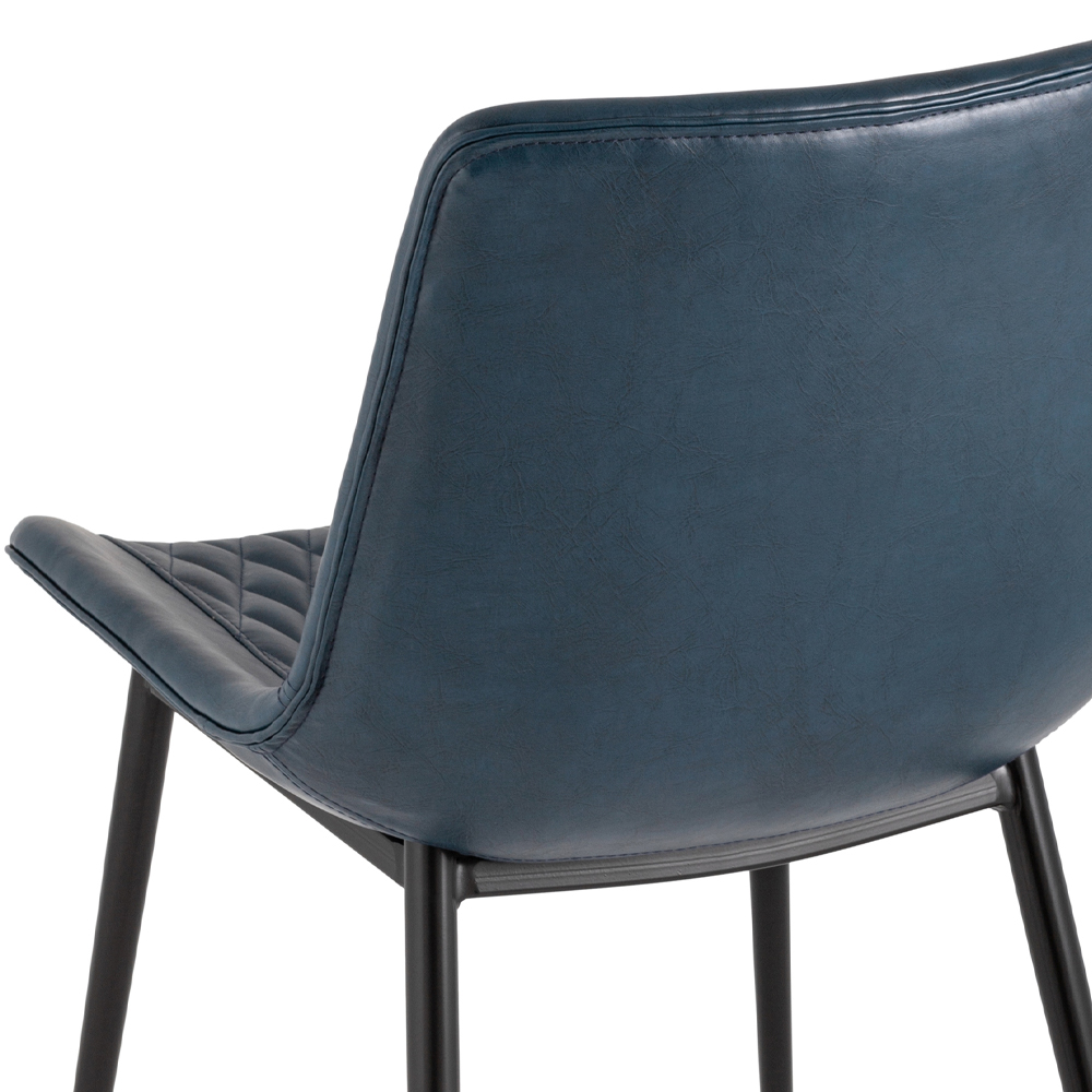 Стул с обивкой из экокожи темно-синего цвета RHOMBUSES UPHOLSTERY