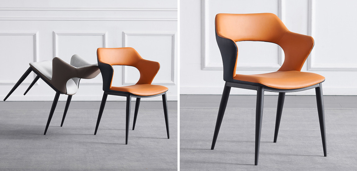 Стул с открытой спинкой Obrien Chair Orange and Grey Оранжевый и Серый