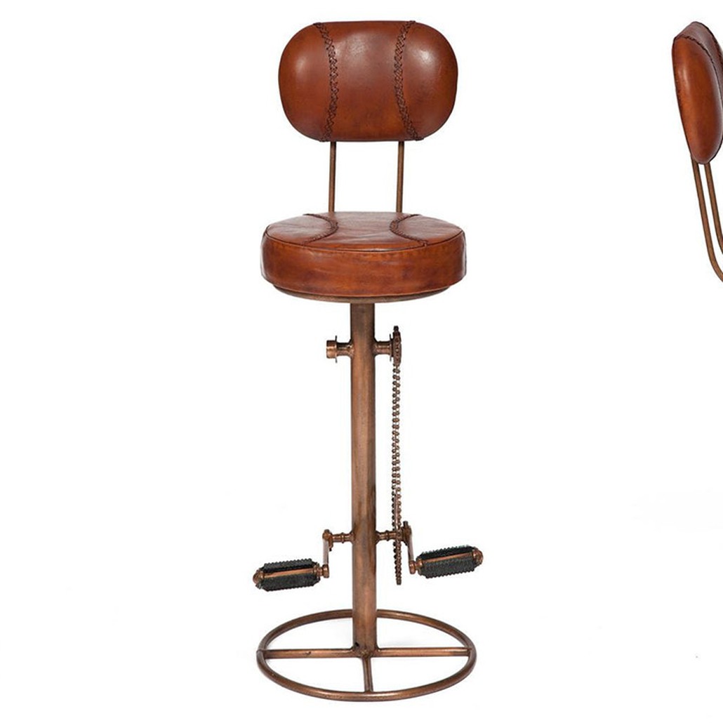 Стул с педалями от велосипеда со спинкой Buffalo Leather Industrial Chair