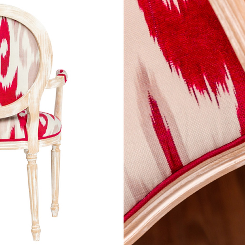 Стул с подлокотниками Ikat Pattern Красный