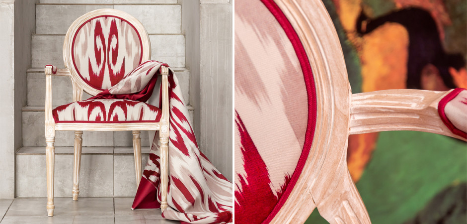 Стул с подлокотниками Ikat Pattern Красный