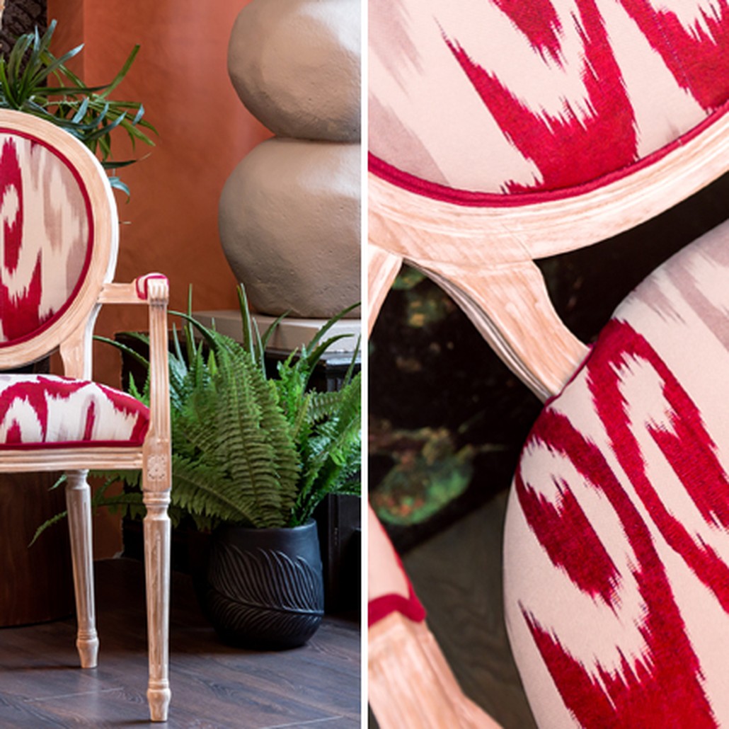 Стул с подлокотниками Ikat Pattern Красный