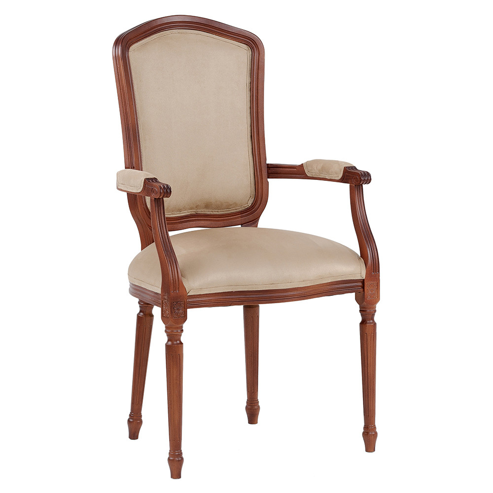 Стул с подлокотниками из натурального бука бежевый Solid Luxury