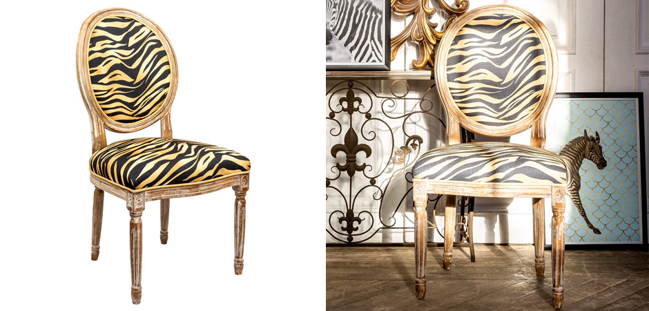 Стул с принтом Зебра Wild animals Black