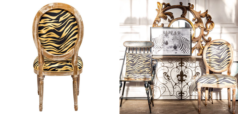 Стул с принтом Зебра Wild animals Black