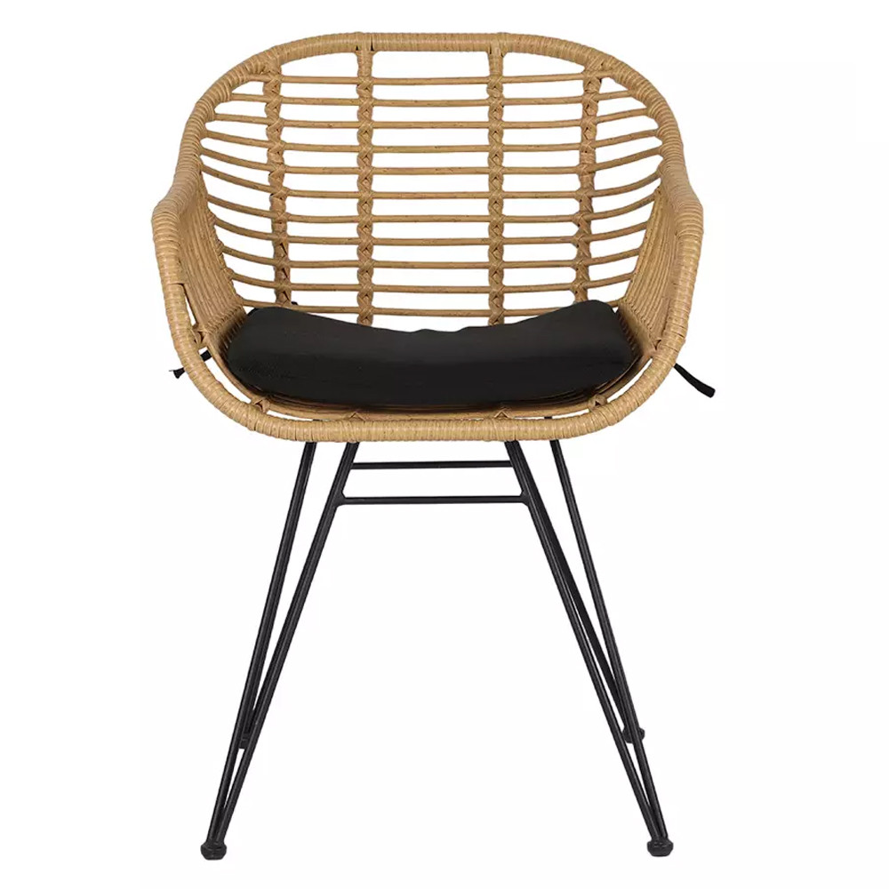 Стул с ротанговым плетением Wicker Half Chair с подлокотниками