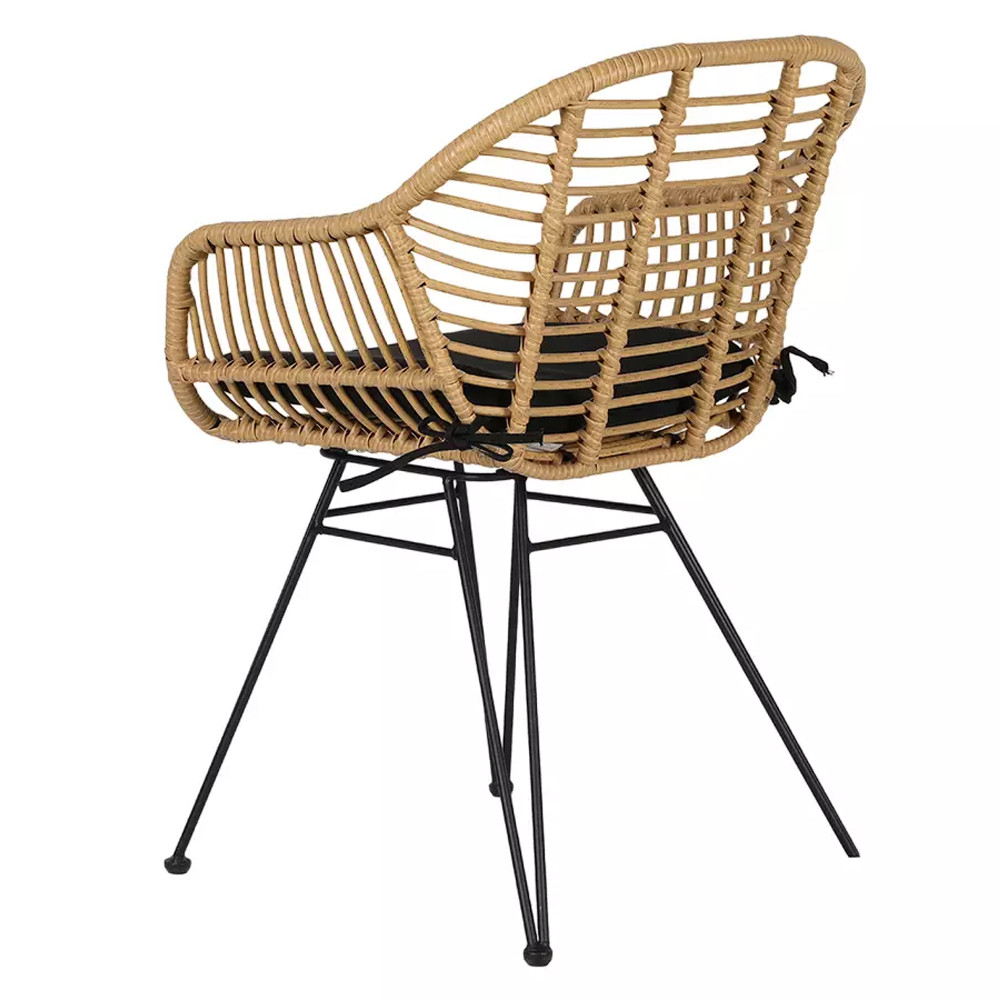 Стул с ротанговым плетением Wicker Half Chair с подлокотниками