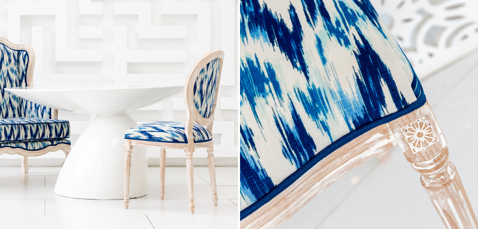 Стул с синим узором Ikat Pattern