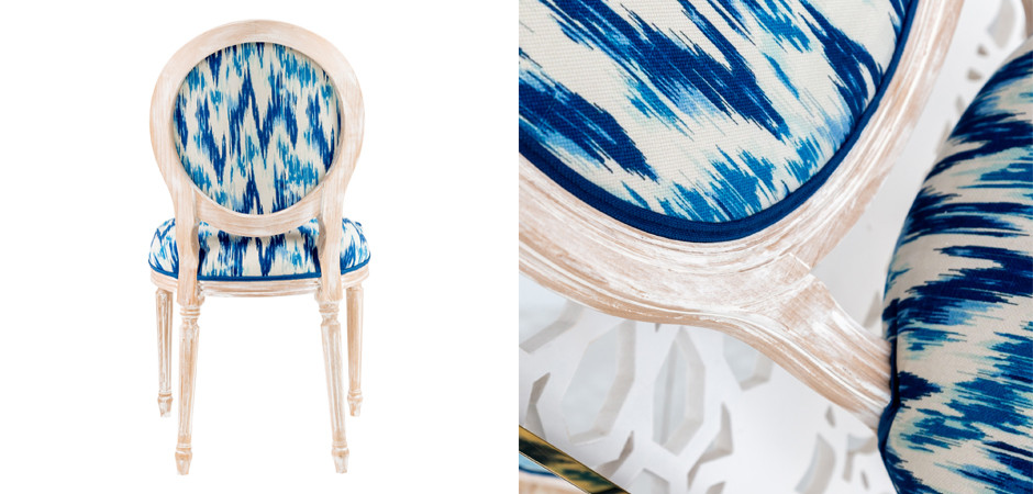 Стул с синим узором Ikat Pattern