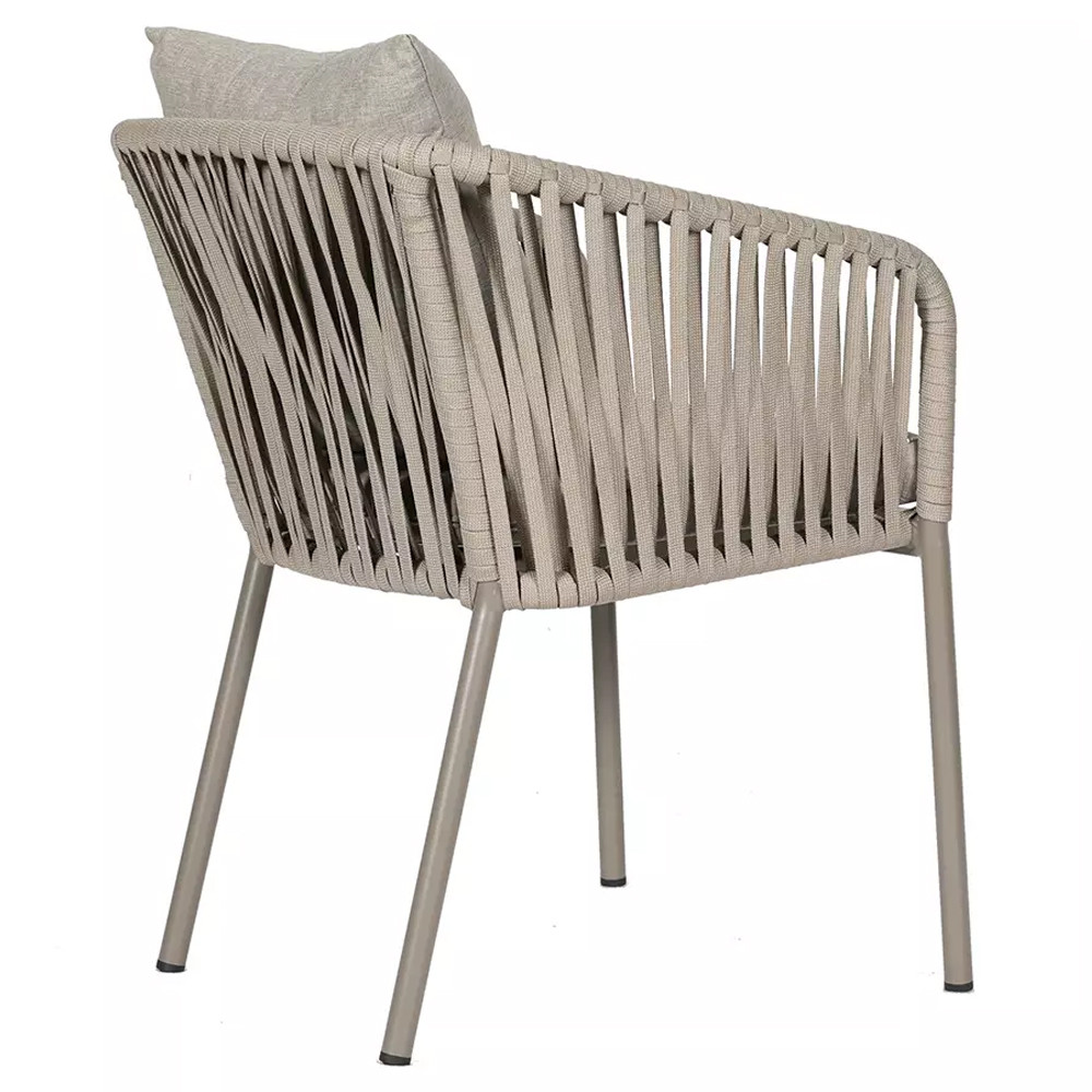 Стул серо-бежевый с декоративным плетением на спинке и подлокотниках Chair Weave