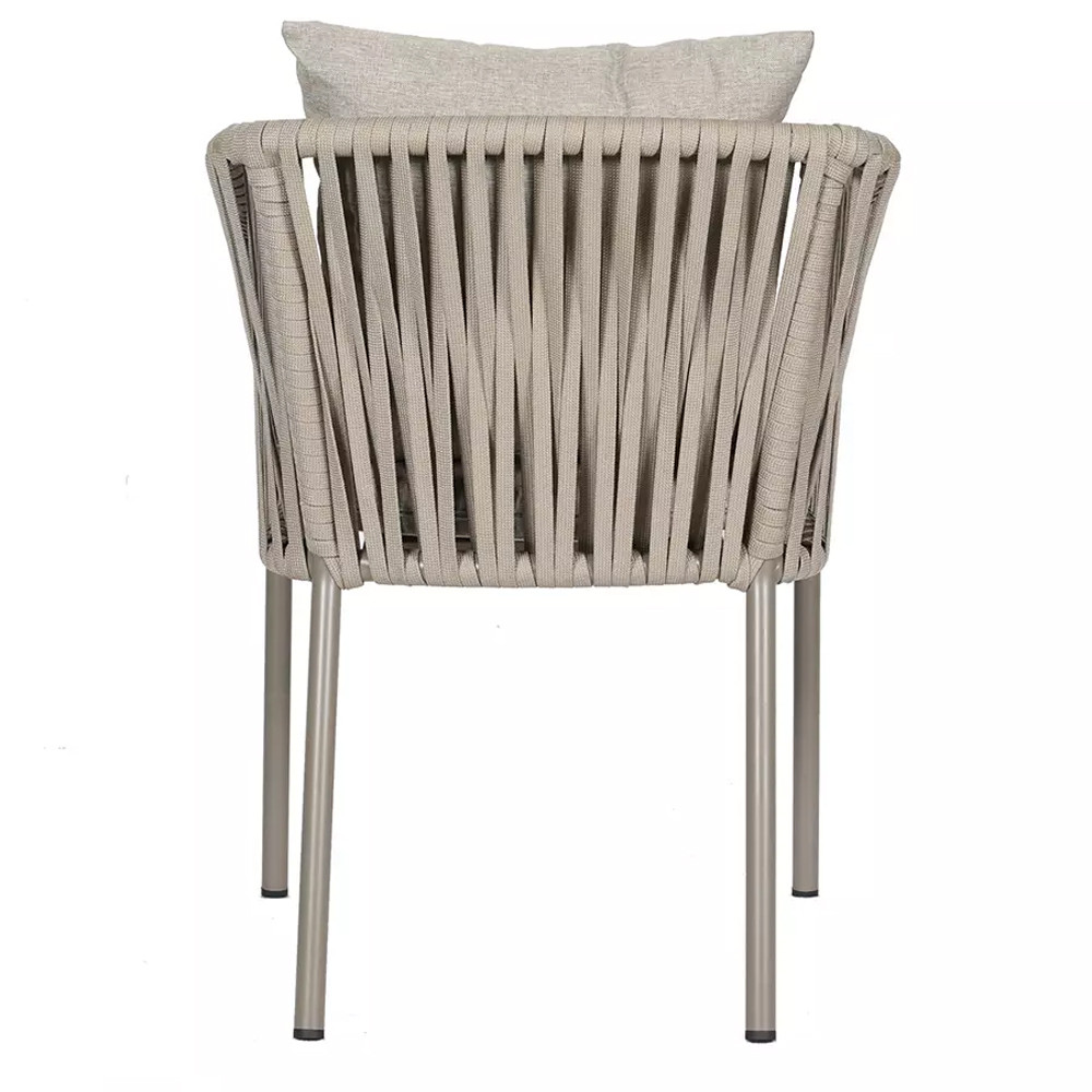 Стул серо-бежевый с декоративным плетением на спинке и подлокотниках Chair Weave