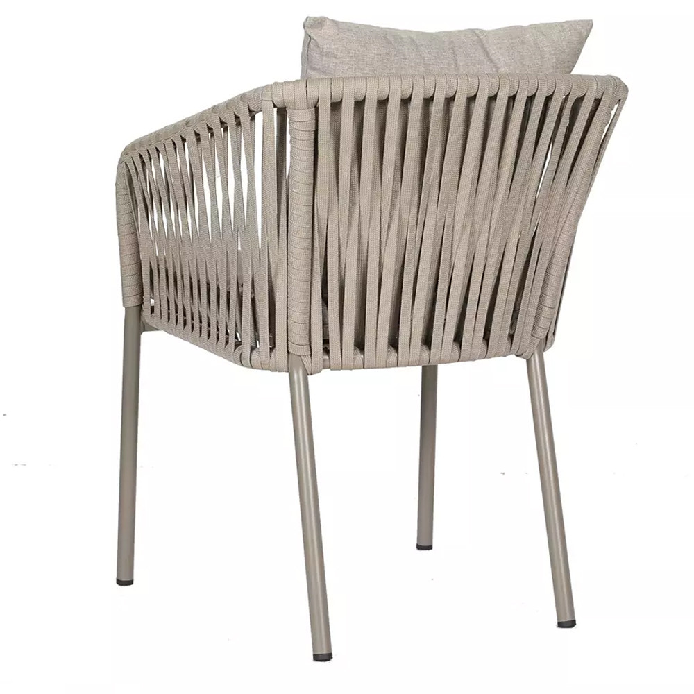 Стул серо-бежевый с декоративным плетением на спинке и подлокотниках Chair Weave