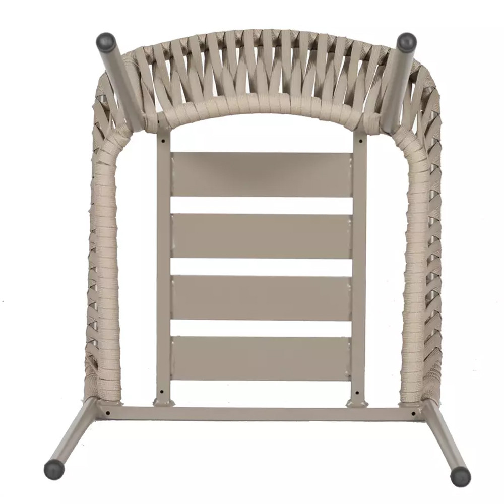 Стул серо-бежевый с декоративным плетением на спинке и подлокотниках Chair Weave