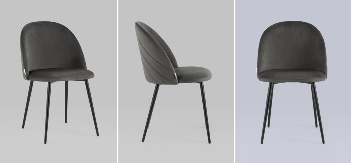 Стул Серый Велюр Miruna Leaf Chair