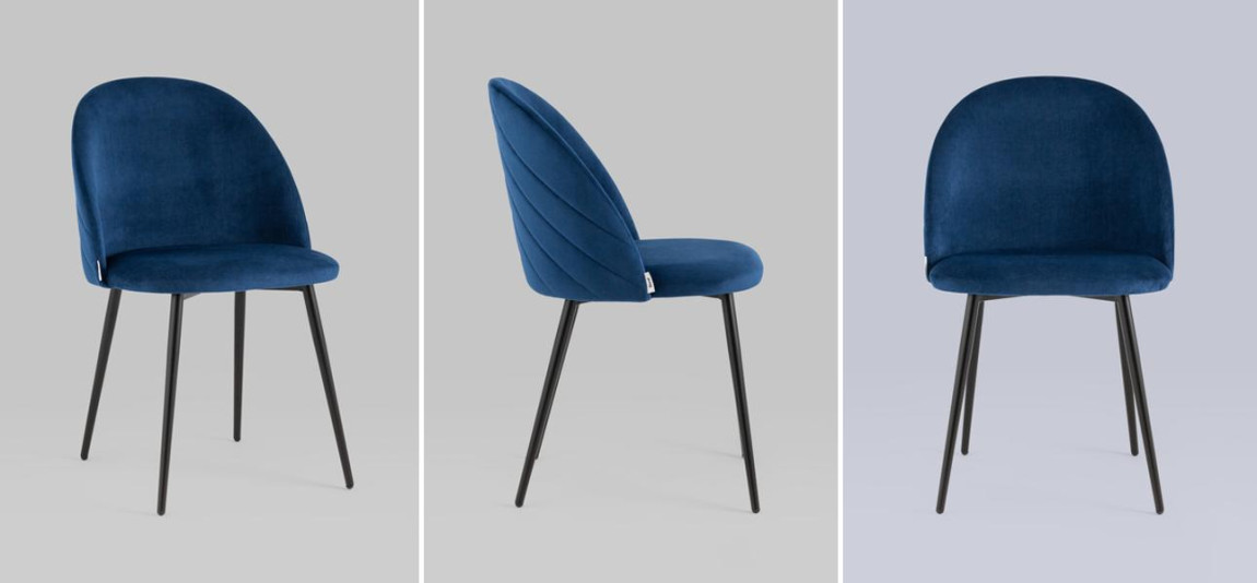 Стул Синий Велюр Miruna Leaf Chair