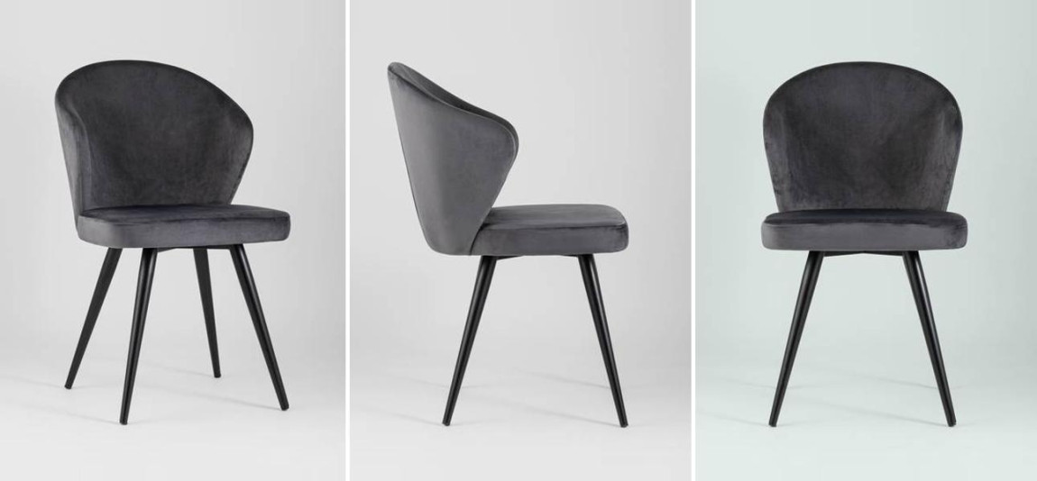 Стул Темно-Серый Бархат Volante Chair