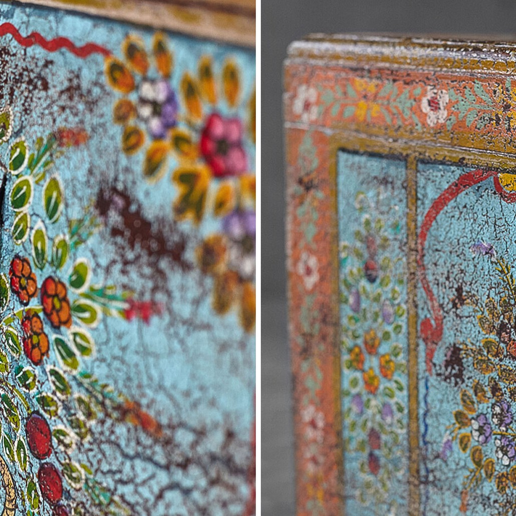 Сундук ручная роспись Harsh Antique Indian Painted Chest