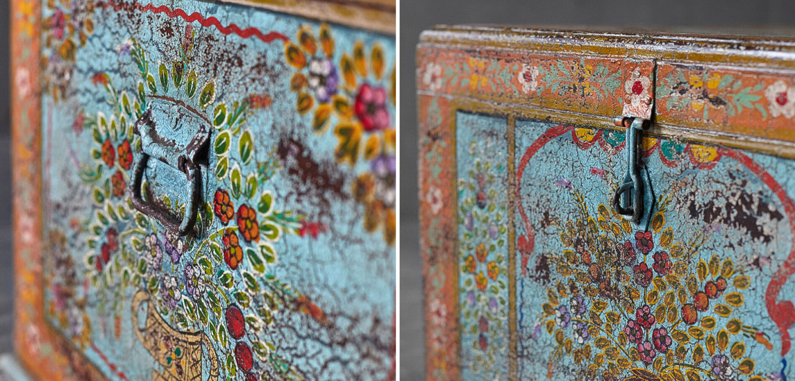 Сундук ручная роспись Harsh Antique Indian Painted Chest