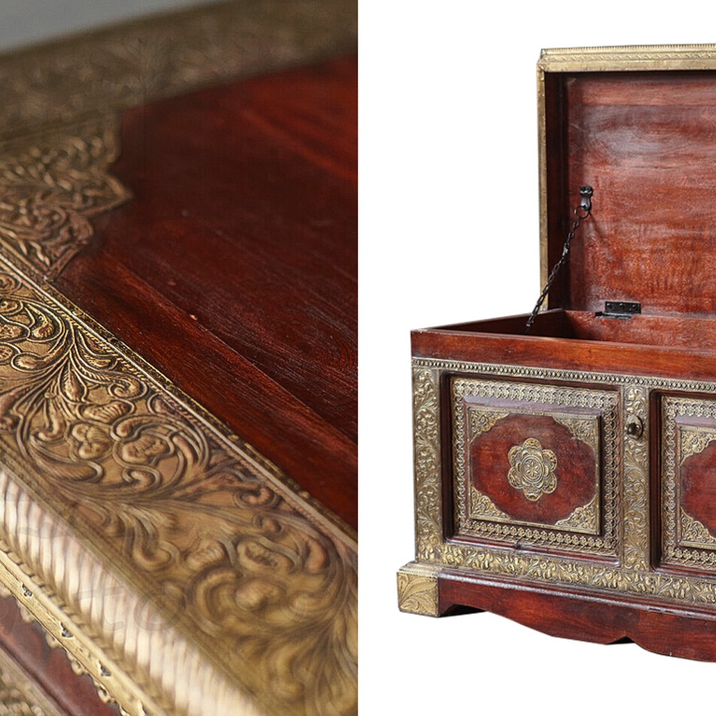 Сундук с латунной чеканкой Kanta Indian Inlaid Chest
