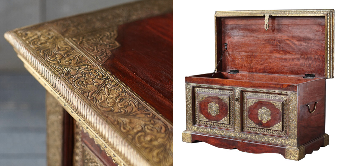 Сундук с латунной чеканкой Kanta Indian Inlaid Chest