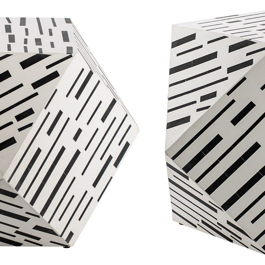 Табурет Black&white Indian Bone Inlay stool