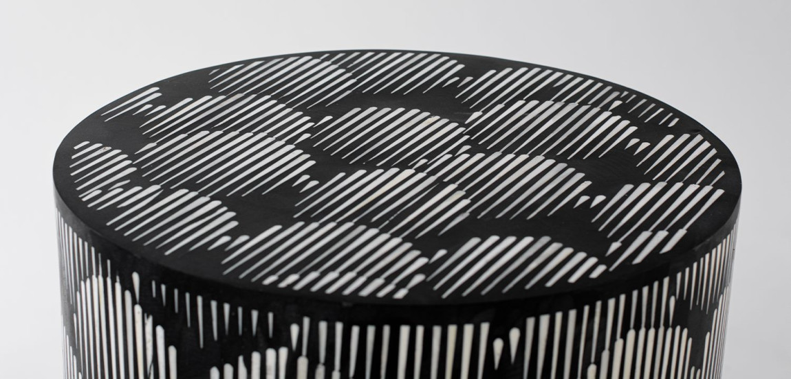 Табурет Black&white Indian Bone Inlay stool