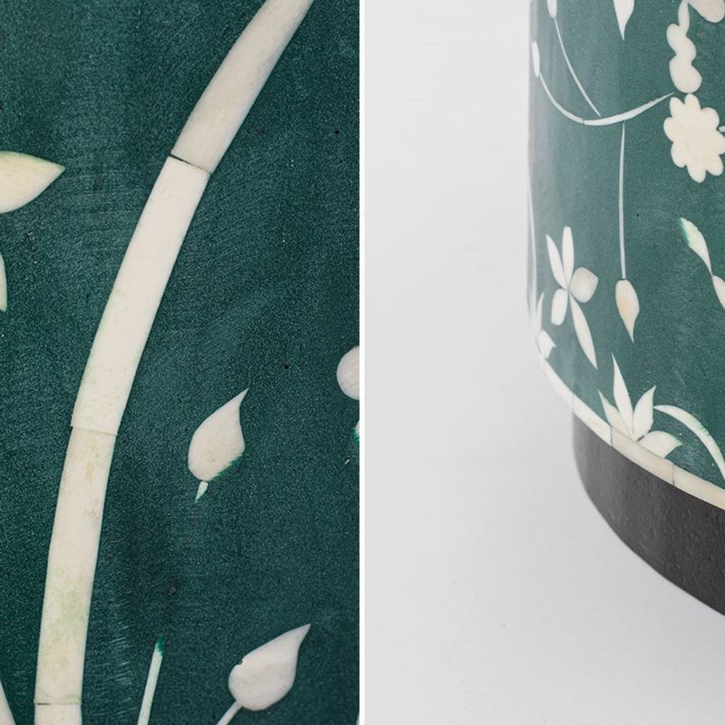 Табурет Green Flower Indian Bone Inlay stool