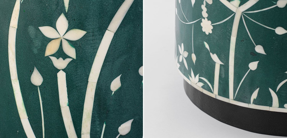 Табурет Green Flower Indian Bone Inlay stool