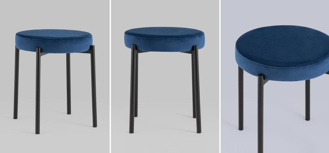 Табурет Rio Синий Велюр