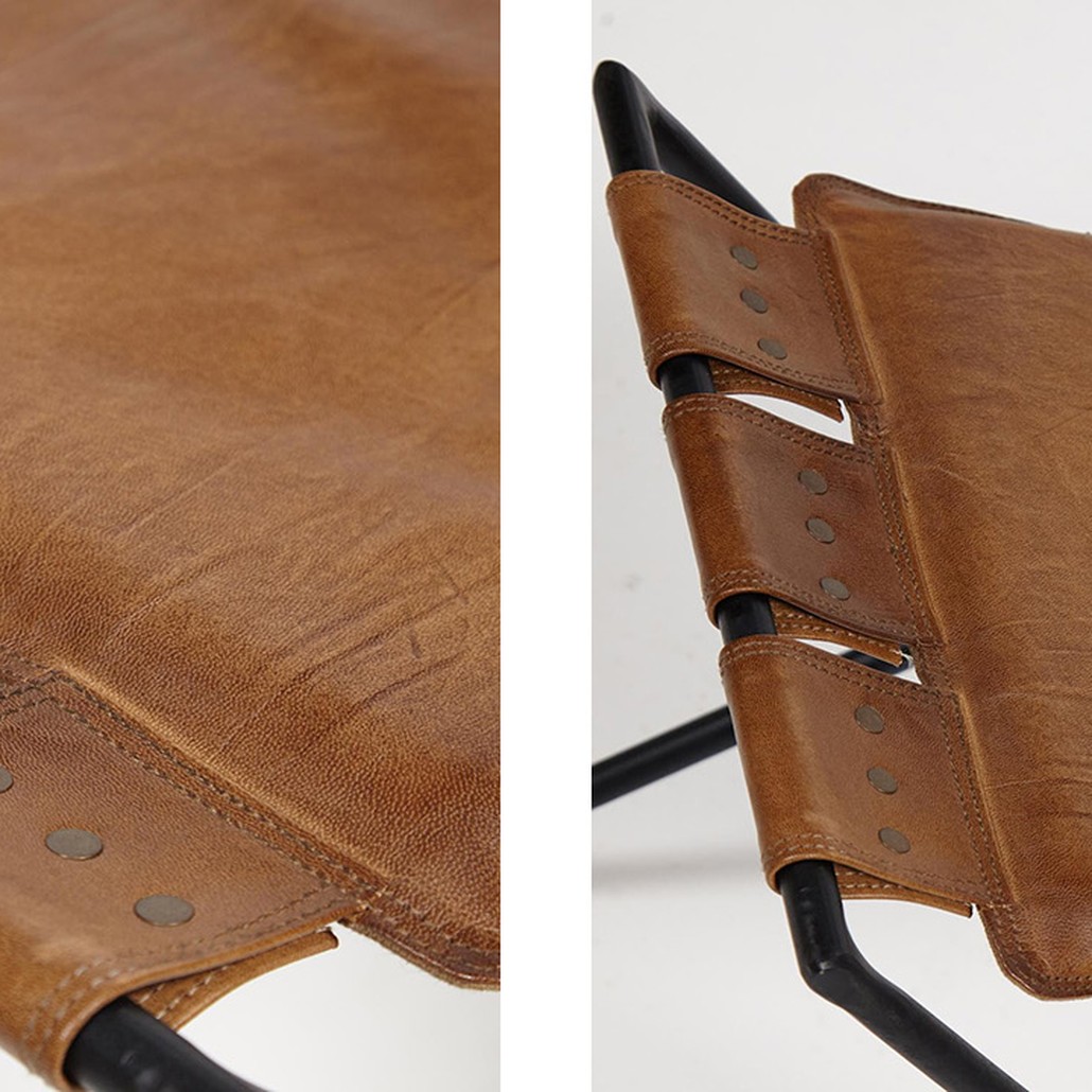 Табурет из кожи буйвола Industrial leather folding stool