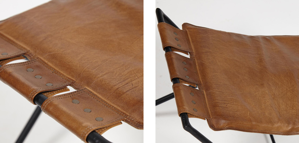 Табурет из кожи буйвола Industrial leather folding stool