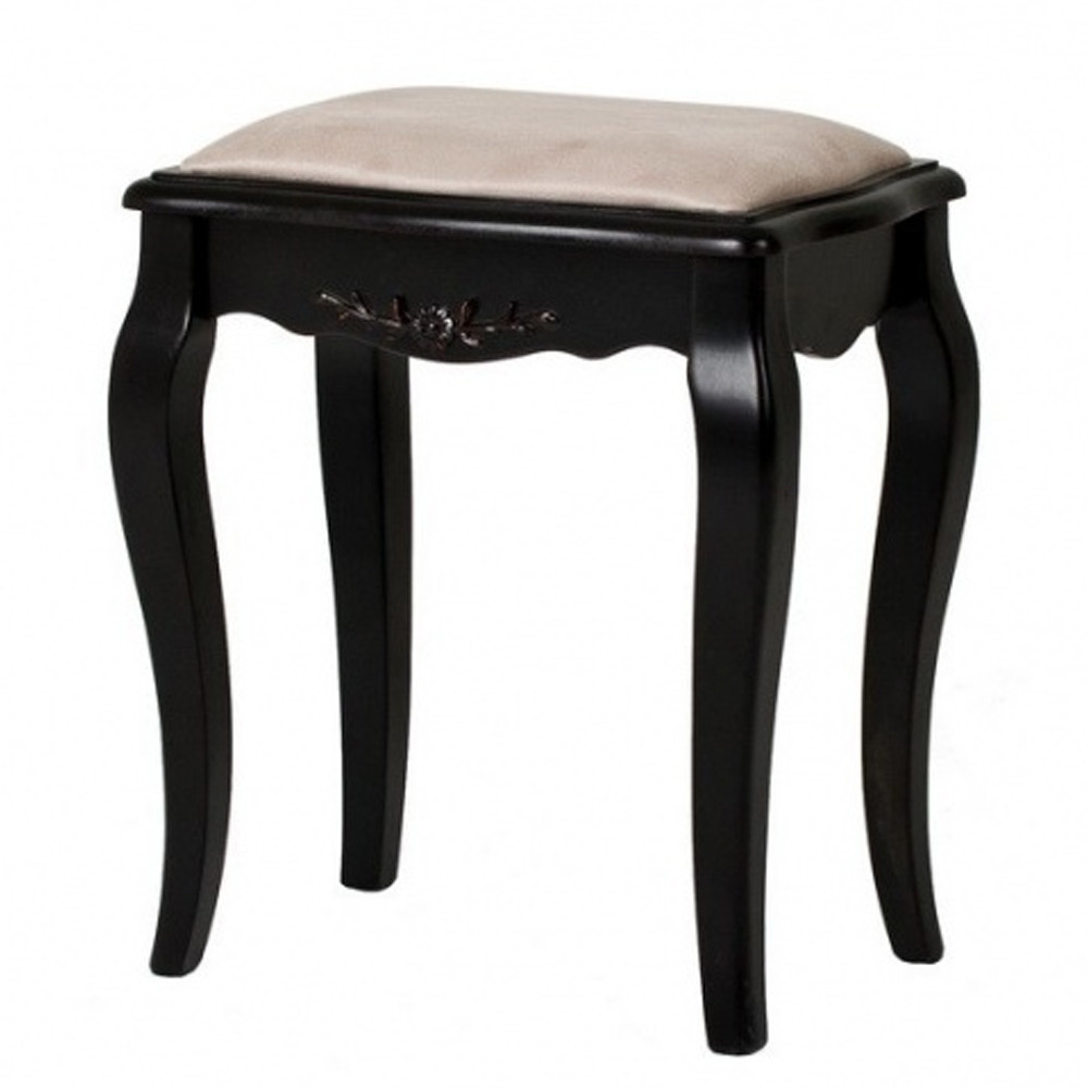 Табурет из массива березы с льяной обивкой в стиле прованс Vintage