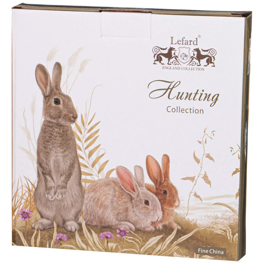 Тарелка закусочная из фарфора с изображением зайцев Hunting Porcelain Collection