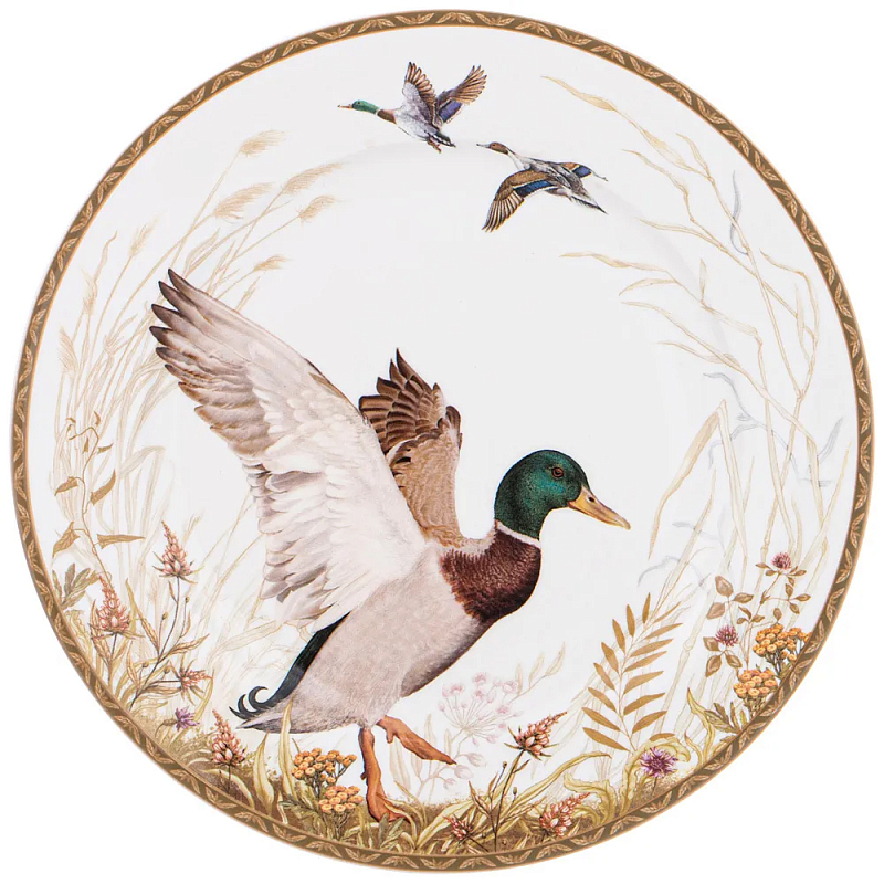 Тарелка закусочная из фарфора с изображением утки Hunting Porcelain Collection