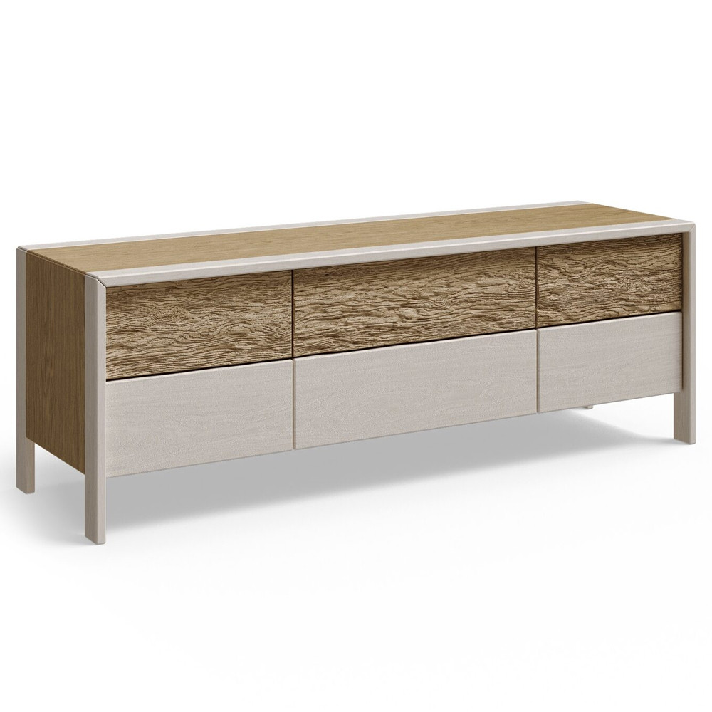 ТВ тумба 2 двери и 2 ящика с подсветкой на рельефном фасаде Warm Industrial