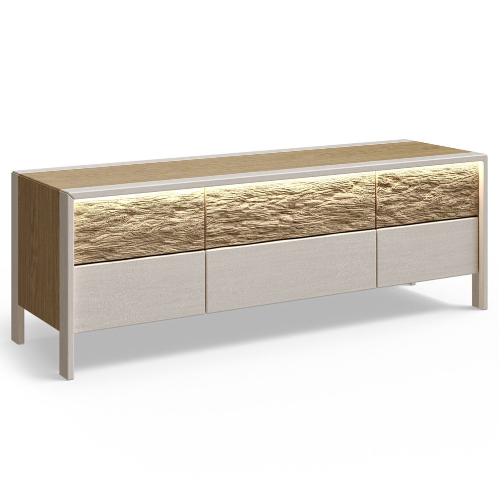 ТВ тумба 2 двери и 2 ящика с подсветкой на рельефном фасаде Warm Industrial