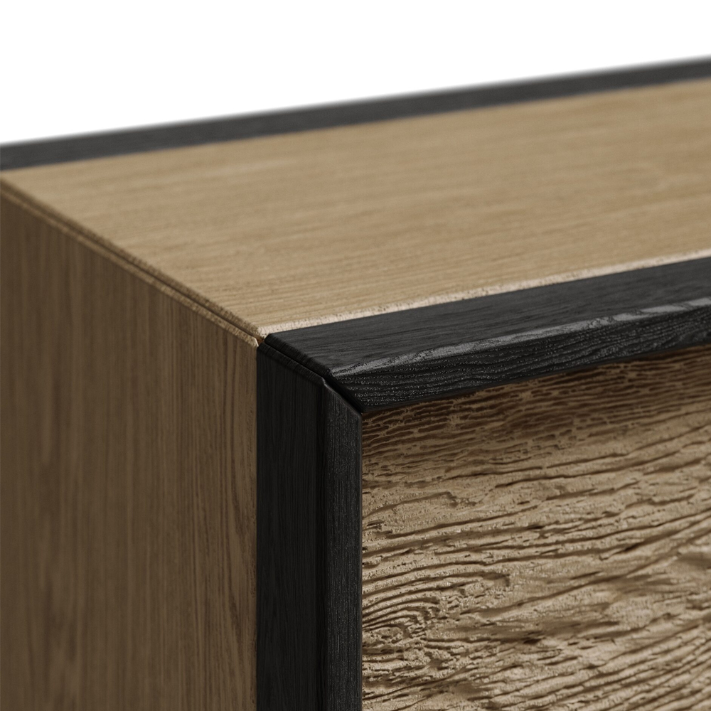 ТВ тумба 2 двери и 2 ящика с подсветкой на рельефном фасаде Warm Industrial