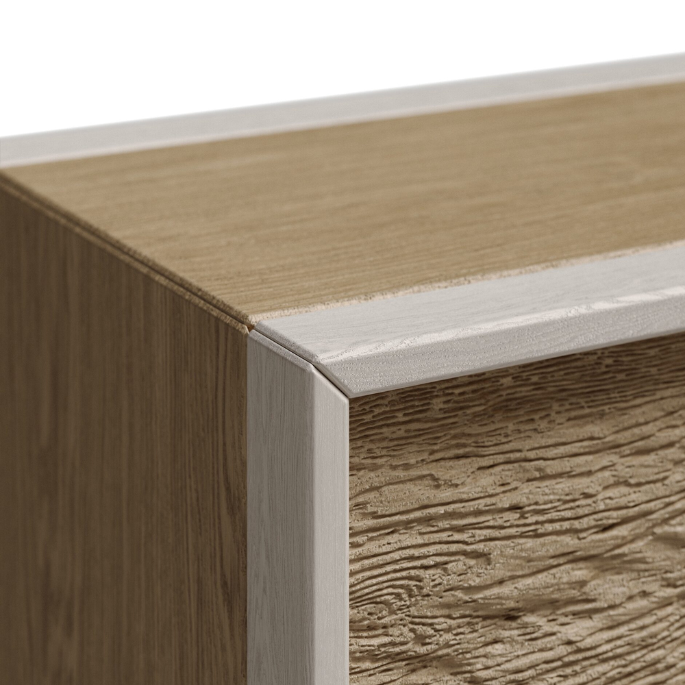 ТВ тумба 2 двери и 2 ящика с подсветкой на рельефном фасаде Warm Industrial