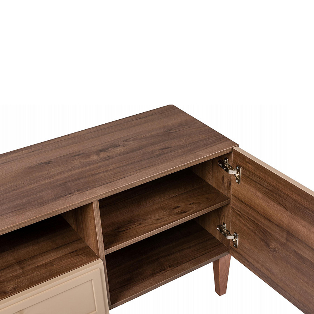 ТВ-тумба бежевая из массива бука с 2-мя дверками и ящиком Wenge Light