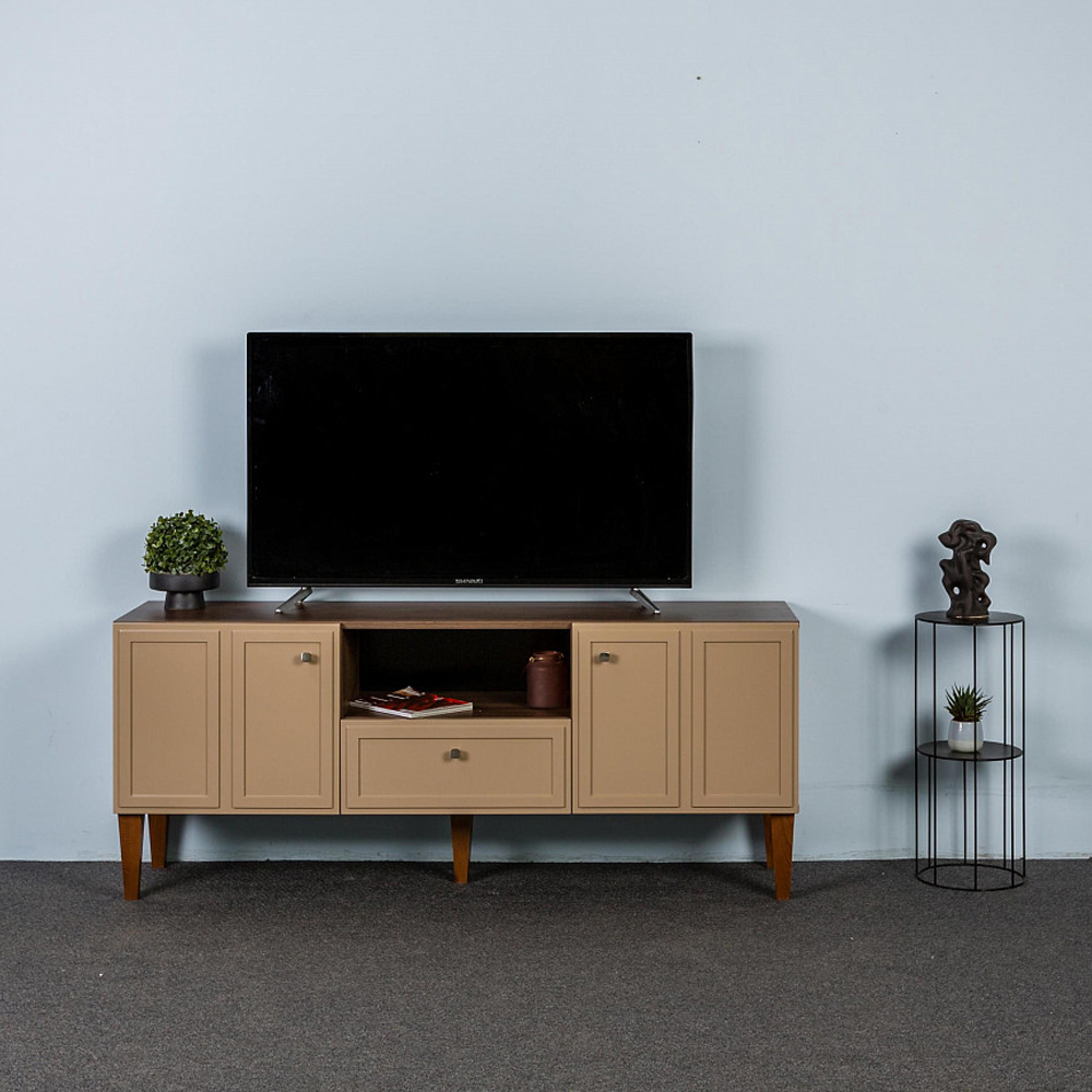 ТВ-тумба бежевая из массива бука с 2-мя дверками и ящиком Wenge Light